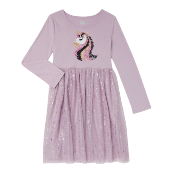 NWT Wonder Nation Long Sleeve Tutu dress with Sequined Unicorn Sz 14-16 - Picture 1 of 12